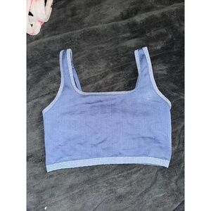 Aerie Ribbed Scoop Neck Bralette / Crop Tank Blue Size S/P